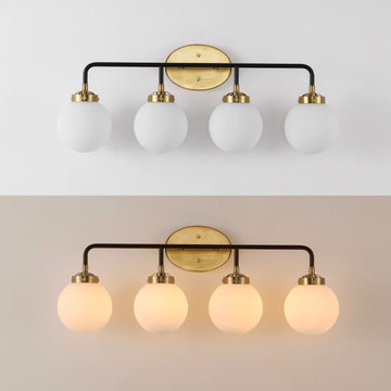 Caleb Brass Vanity Wall Sconce Frosted